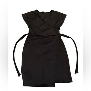 Rebel Sugar Black Faux Wrap Mini Dress V-Neck Tie Waist M/M LBD